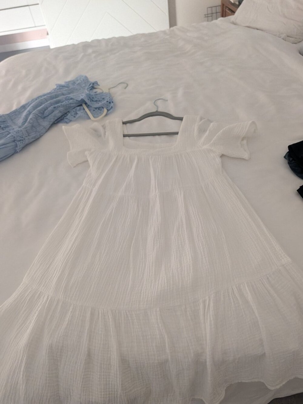 White Tired Square-Neck Sundress/Mini Dress by Rails Size small